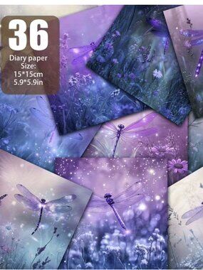 Scrapbook Paper Magic Dragonfly Purple Light Set 6x6-in 36 Papers Junk Journals
